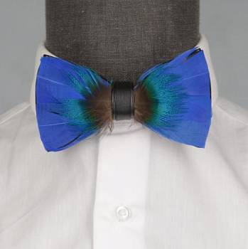 Бабочка мужская с перьями 0004